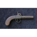 19th century Victorian box lock percussion pistol by unknown maker, locking mechanism faulty,