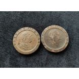 United Kingdom- 2x 1797 George III copper cartwheel two pences KM 619 both Soho mint one in Ex