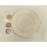 Scotland- Plaster die reverse cast for the 1992 Twenty Five ECU coin engraved by Raphael Maklouf and