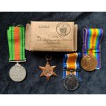 WWII & Earlier Medal Group-  Issued to Pte L.A Urquhart 95522 MGC with original OHMS box. To include