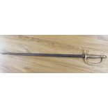 USA- Civil war Era M1840 musicians sword by Ames Massachusetts with ridged brass handle and