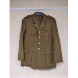 British Army uniform, an olive green jacket having Gaunt of London staybrite ROYAL ENGINEERS