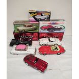 Mechanical tin toys to include two Luxe Car Heavy Gauge Sedans, a Voiture Standard Sedan & two