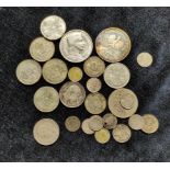 Collection of world silver coins to include UK George V&VI .500 grade coins, 1931 Latvia 5 Lati &