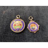 Two silver & enamel football medals by Fattorini & Sons including a Cumberland Football