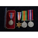 WW2 medal group: France & Germany Star, 1939-45 War Medal, Defence Medal & later QE II Imperial