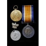 WW1 pair of War and Victory medals to 112122 GNR.T.H Halliday  R.A to include commemorative Victoria