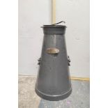 Large Victorian railway milk churn measuring 87cm in height bearing a brass plaque for C& JH