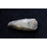 Neolithic- Danish flint concave adze of smooth marbled grey flint. The implement was found on the