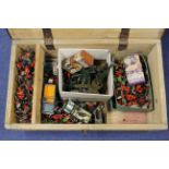 Large collection of vintage Britain's Limited model soldiers in wooden box. To include field