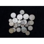 Collection of world silver coins to include six 5 marks Germany, six George V .500 shillings and