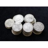 Collection of post 1920 .500 grade George V & VI silver florins. Gross weight 455g