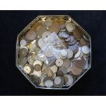 Collection of world coins including four silver to include a Swedish 1907 10 ore, 1909 West Africa