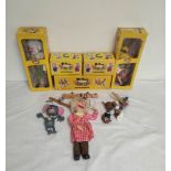 Collection of vintage boxed Pelham puppets including A9 Mouse, SM Farmer, SL3 Fairy, SL10 Wicked