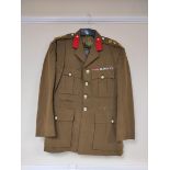 British Army uniform, an olive green jacket with J G Plumb amd Son of Westminster label "COLONEL A P