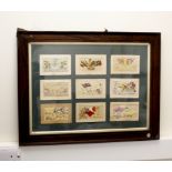 WW1- Set of 9 framed silk embroidered postcards to include messages of unity and various patriotic