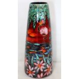 Large Anita Harris Studio Pottery trial vase of cone form with polychrome decoration of bats in a