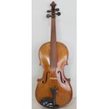 20th Century French full size violin with two piece back, paper label for Pierre Lamberte, Paris,