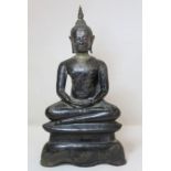 Antique cast bronze figure of Buddha seated in Virasana in Dhyana, Mudra, probably Tai or Burmese,