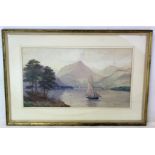 JOSEPH BARNES (CUMBRIAN EXH. 1901-04). Lakeland scene. Watercolour. 25cm x 45cm. Signed, dated 1909.