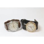 Gent's 9ct gold watch with silvered dial, in 9ct gold, 1923 (much rusted) and a Gent's Certina watch