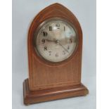 French mantel timepiece (clock), platform lever with silvered dial, for Asprey, in strung mahogany