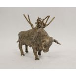 Spanish silver cocktail stick holder modelled as a bull with muleta and swords 'Sterling 925'