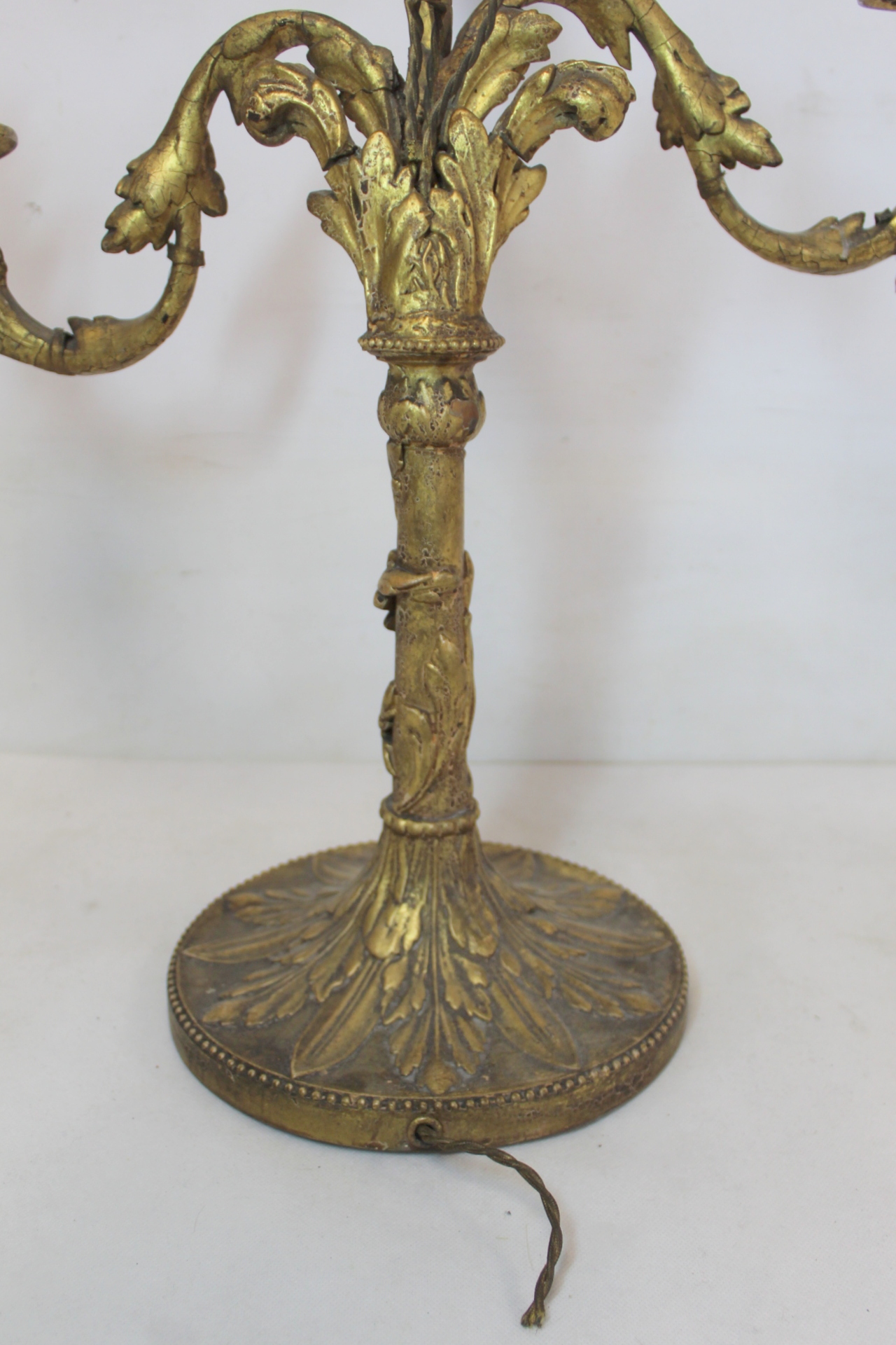 Pair of giltwood candelabra, each with three sconces on circular drip trays and scrolling foliate - Image 22 of 26
