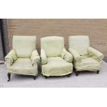 Three late Victorian upholstered armchairs by Cornelius V Smith.,