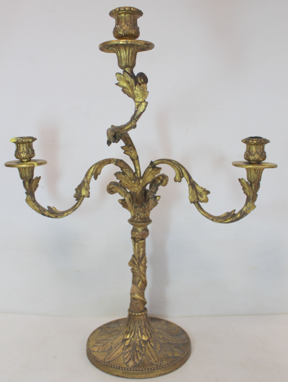 Pair of giltwood candelabra, each with three sconces on circular drip trays and scrolling foliate - Image 8 of 26