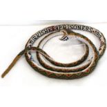 First World War ottoman prisoner of war beadwork snake inscribed "Turkish prisoners 1919" with Union