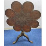 George III mahogany supper table, possibly Anglo-Indian, the top with eight dished lobes and foliate