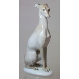 German Selb-Plossberg Rosenthal porcelain figure of a seated greyhound or whippet, printed marks,