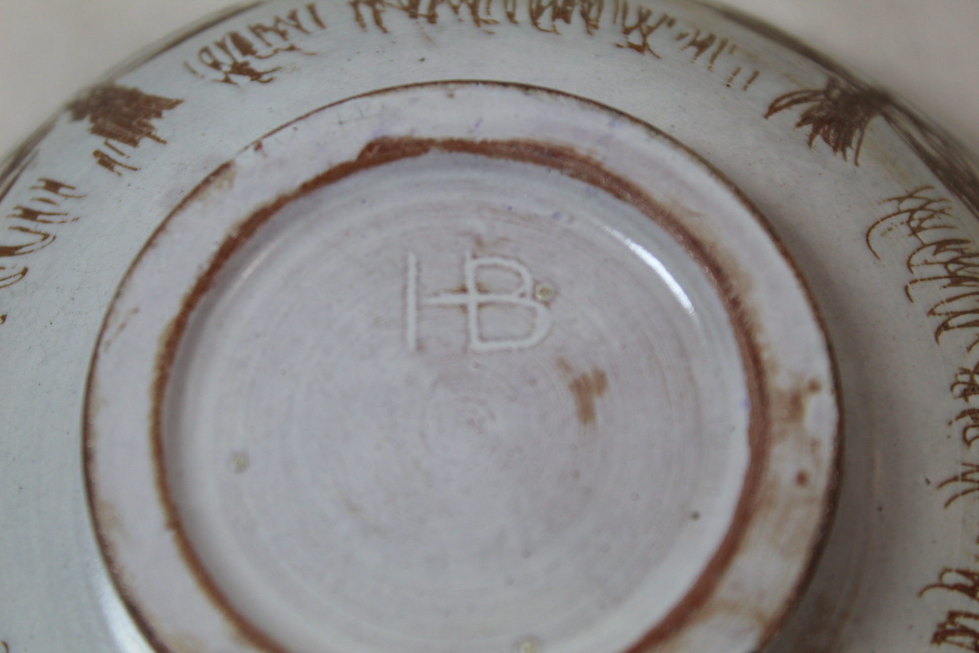 Two studio pottery small circular bowls, both with sgraffito decoration of trees, one with duck - Image 5 of 9