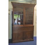 Victorian mahogany secretaire bookcase, the top with astragal glazed doors above two flame cut