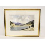 JOSEPH MAXWELL STUART (SCOTTISH b.1956) Riverscape. Watercolour. 31.5cm x 47.5cm Signed.