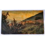GEORGE HOWARD, 9TH EARL OF CARLISLE (1843-1911). Italian hill town. Oil on panel. 19.5cm x 35cm.