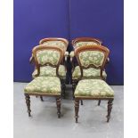 Set of four Victorian mahogany floral upholstered dining chairs to include two carvers. (4)