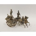 Dutch silver toy chariot with two horses, import marks, by B. Muller, Chester, 1897 and another,