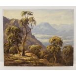 ROBERT PARSONS (20th CENTURY AUSTRALIAN SCHOOL) Overlooking Hartley. Oil on board- unframed. Signed.