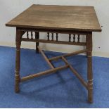 Early Arts & Crafts oak occasional table attributed to Philip Webb, the square planked top,