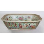 19th century Chinese Canton famille rose dish of lobed rectangular form, the interior with floral
