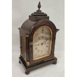 Late Georgian eight day mantel clock, unsigned, with substantial seven pillar anchor movement and