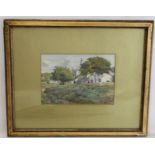 JAMES WALTON BURNETT (1874-1963). A whitewashed farmhouse. Watercolour. 16.5cm x 23.5cm. Signed,