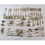 Quantity of fiddle pattern and other silver flatware, mostly Scottish 19th century, approx. 1500g.