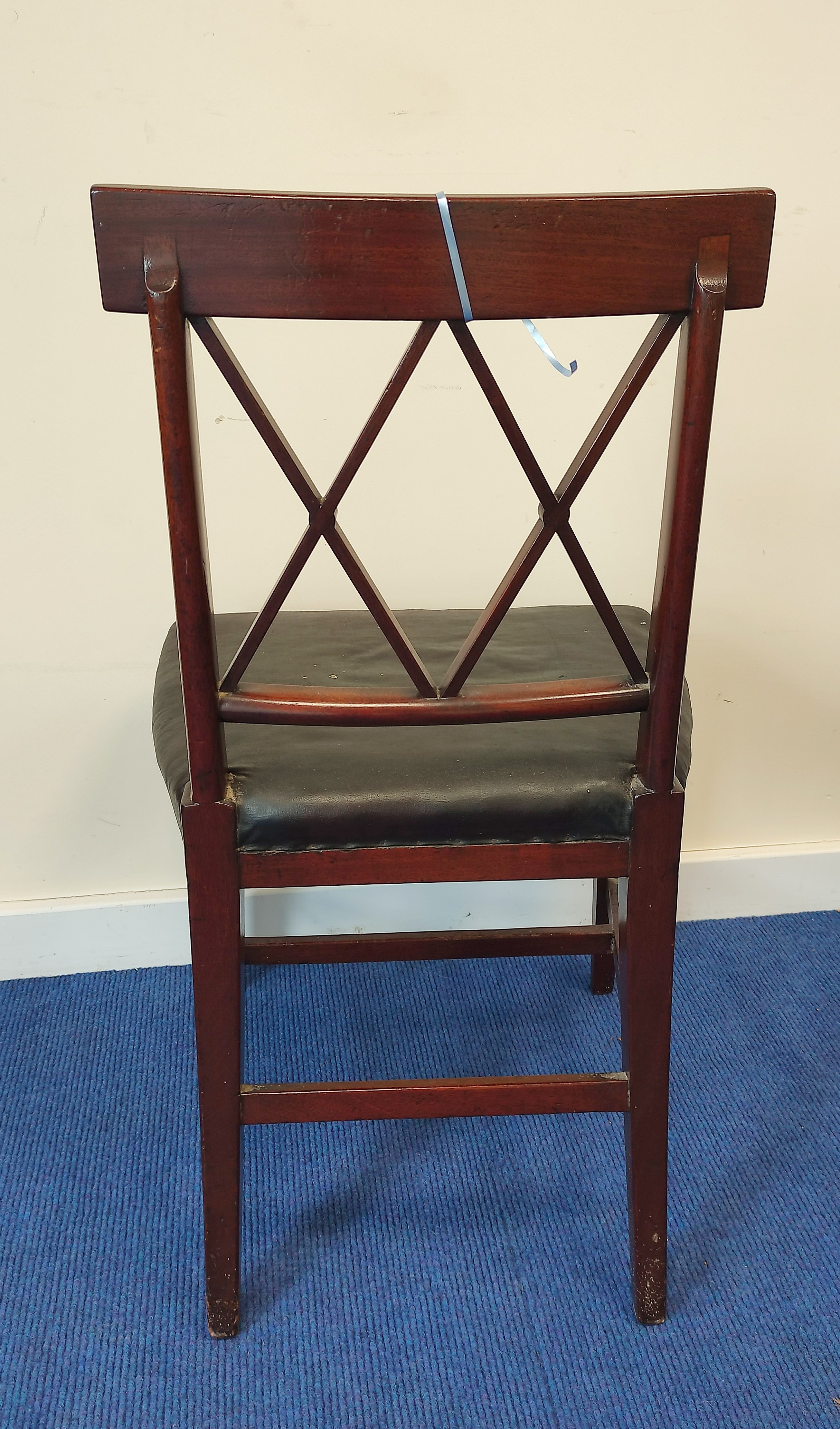 Set of six 19th century mahogany dining chairs, including two elbow chairs, each with curved top - Image 6 of 6