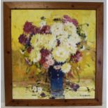 TATIANA RUSAKOVA (UKRANIAN B.1952). Floral still life. Oil on canvas. 73cm x 68cm. Signed.