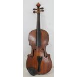 Antique full size violin, copy of a Maggini, with one piece back, paper label inscribed "Georges