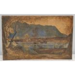 GEORGE HOWARD, 9TH EARL OF CARLISLE.(1843 - 1911) Italian riverscape. Oil on panel .17cm x 28cm.