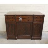 19th century mahogany campaign style secretaire cabinet, the central baize lined pull out  section